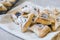 Jerwish food Hamantaschen cookies with dry fruits. Purim holiday