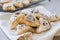 Jerwish food Hamantaschen cookies with dry fruits. Purim holiday