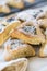 Jerwish food Hamantaschen cookies with dry fruits. Purim holiday