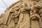 Jesolo lido, Italia : Sand Nativity 2016: wonderful sand scultures depicting the sacred family and the exodus of the bible.