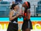 Jessica Pegula (L) and Coco Gauff of USA pose with the trophy after the women\'s doubles final at 2023 Miami Open