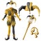 Jester costume elements realistic vector set