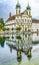 Jesuit Church Inner Harbor Reflection Lucerne Switzerland