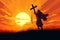 jesus carrying cross easter sunset