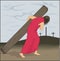 Jesus Carrying Cross Vector Illustration