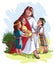 Jesus with children vector christian illustration