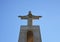 Jesus Christ. Almada Portugal. Monument on the sky background. Clouds. Hope. Religious. Praying. Blue white. Europe. Wonderful