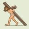 Jesus Christ carrying cross cartoon