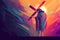 Jesus christ carrying cross good friday background. Generative AI