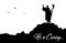 Jesus Christ is coming again. Jesus on the calvary mountain isolated. Silhouette of Calvary hill and Jesus Christ resurrection