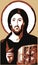 Jesus Christ face. Christian and Catholic religion. Vector illustration