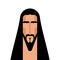 Jesus Christ Face. Gods Son. Biblical religious vector illustration