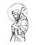 Jesus Christ Good Shepherd ink illustration