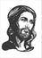 Jesus Christ, graphic close-up portrait. Sketch illustration