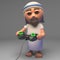 Jesus Christ the Messiah playing a video game with a joystick controller, 3d illustration