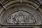 Jesus Christ, Saint Canute and Saint Lawrence in the Pediment of Lund cathedral