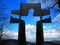 Jesus Christ silhouette in cross towards heaven Easter celebration