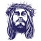 Jesus Christ, the Son of God in a crown of thorns on his head, a symbol of Christianity hand drawn vector illustration