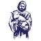 Jesus Christ, Son of God, holding a lamb in his hands, symbol of Christianity hand drawn vector illustration