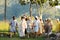 Jesus Christ teaching walking his disciples The Passion play Easter, Lake Moogerah