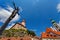 Jesus on the cross, castle tower, Cesky Krumlov