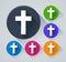 Jesus cross circle icons with shadow