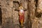 Jesus and cross in Prison of Christ. Monastery of the Praetorium in Jerusalem, Israel. The Greek Orthodox allege that the real