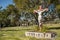 Jesus on the Cross statue at Calvary Cemetery. Santa Barbara, CA, USA