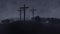 Jesus on cross, time lapse clouds and stormy weather, tilt