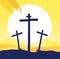 Jesus crucifixion - calvary scene with three cross