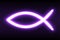 Jesus fish symbol, sign of the fish, with neon glow effect, over black