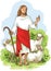 Jesus is a good shepherd. Easter Christian background