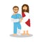 Jesus Help and Blessed the Patient Male Cute Character Simple Design Style Cartoon