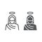 Jesus line and glyph icon, christianity and god, christ sign, vector graphics, a linear pattern on a white background.