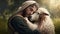 Jesus and the Lost Sheep. AI generative.