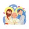 Jesus and mary with pope. vector