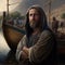 Jesus by the Sea of Galilee. AI Generative.