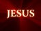 Jesus text on red background