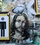 Jesus. Torn paper and painted wall. Mixed media Background