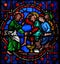 Jesus washing feet of Saint Peter on Maundy Thursday - Stained G