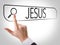 Jesus written in search bar on virtual screen