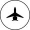 Jet aircraft symbol in black color