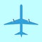 Jet airplane bottom view. Passenger aircraft. Vector illustration isolated icon