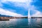 Jet d`eau foutain, the symbol of Geneva, Switzerland