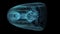 Jet engine 3D x-ray blue transparent isolated on