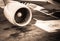 Jet engine of Air plane in sepia style