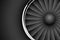 Jet Engine Turbine dark horizontal background. Detailed Airplane Motor with chrome metal ring Front View. Vector illustration