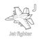 Jet Fighter Alphabet ABC Coloring Page J