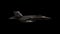 Jet Fighter. Military aircraft on black background. Side view. Realistic 3d animation. Alpha channel included