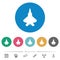 Jet fighter silhouette flat round icons